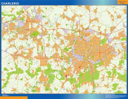 Charleroi map in Belgium