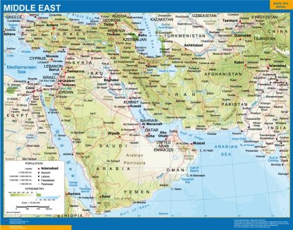 middle east wall map